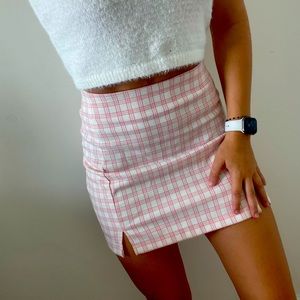Brandy Melville / John Galt Plaid Pink Mini Skirt